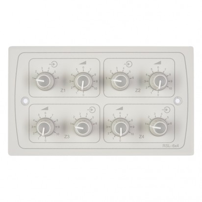 Cloud RSL-6x4W Remote Music Source & Level Control Plate 4 zones. White Type: 2 Gang