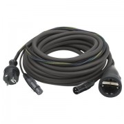 DAP AUDIO Powersignalcable 20mtr Schuko M/F-XLR M/F Black