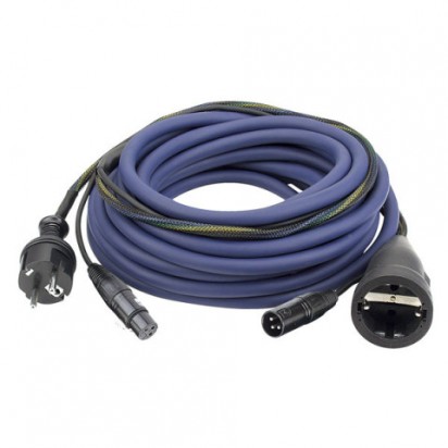 DAP AUDIO Powersignalcable 15mtr Schuko M/Schuko F- XLR M/F