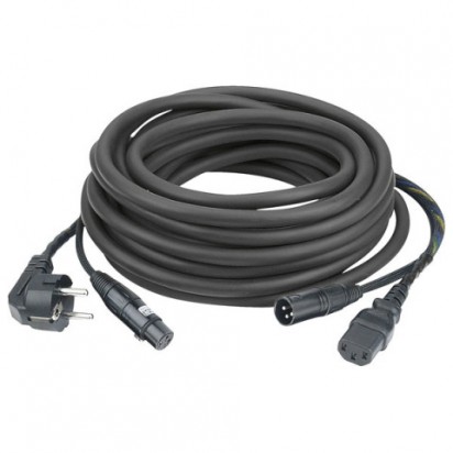 DAP AUDIO Powersignalcable 10mtr Schuko/IEC F - XLR M/F Black