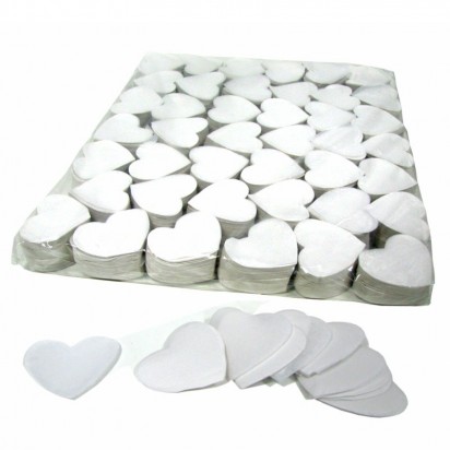 MagicFX Slowfall confetti hearts Ø 55mm - White Confetti Shapes Paper bulk 1kg