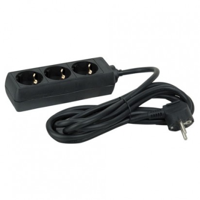 DAP 3 way socket black 1,5m. cable 3* 1,5mm